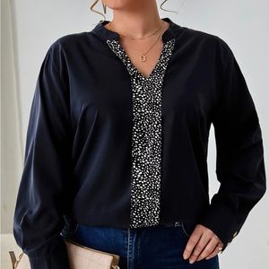 Dalmatian Print Notched Neck Blouse